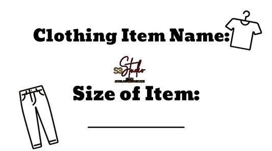 Clothing Item Name and Size